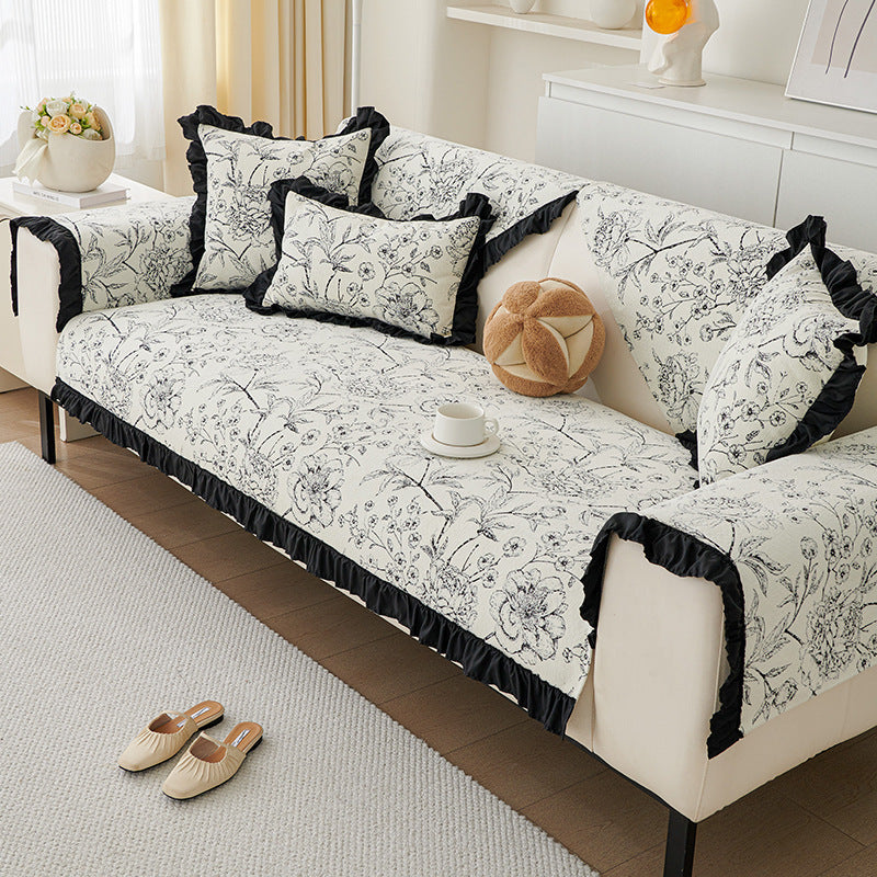 French Retro Sofa Cushion Four Seasons Universal Non-slip Chenille Cushion