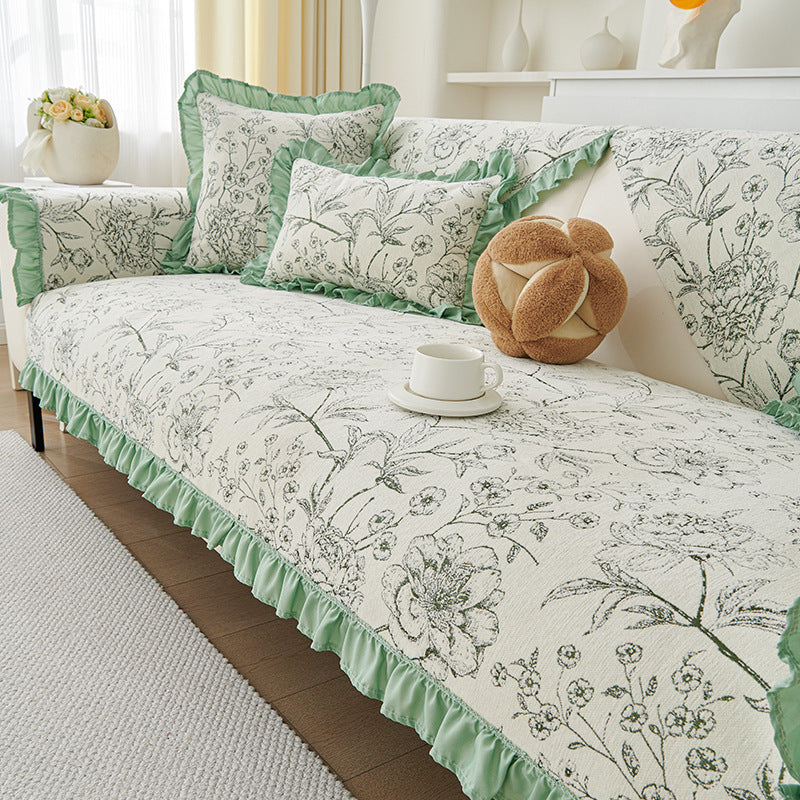 French Retro Sofa Cushion Four Seasons Universal Non-slip Chenille Cushion