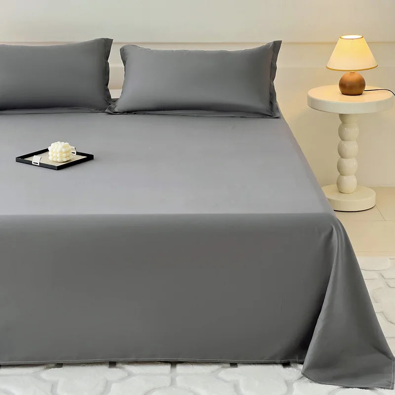 1 pc Bed Flat Sheet for Double Bed Plain Solid Color Top Sheets Single/Queen/King Flat Bedsheets Soft Home Bed Linen Sheets