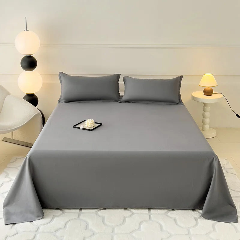 1 pc Bed Flat Sheet for Double Bed Plain Solid Color Top Sheets Single/Queen/King Flat Bedsheets Soft Home Bed Linen Sheets