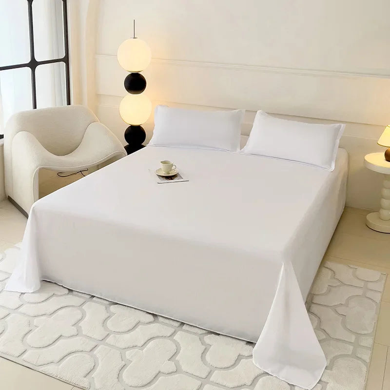 1 pc Bed Flat Sheet for Double Bed Plain Solid Color Top Sheets Single/Queen/King Flat Bedsheets Soft Home Bed Linen Sheets