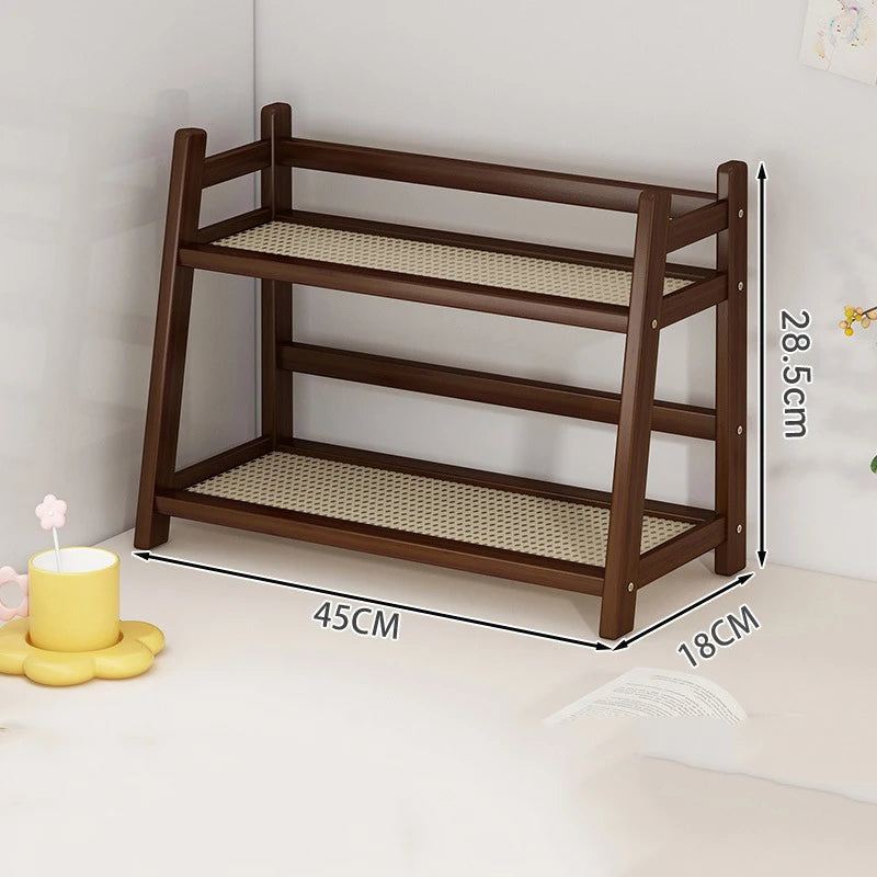 2 Layer Spice Caddy Shelf Bamboo Kitchen Storage Rack Desktop Cabinet Organizer Display Rack Coffee Bar Counter Shelf Cup Holder