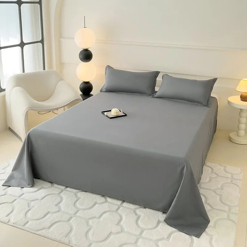 1 pc Bed Flat Sheet for Double Bed Plain Solid Color Top Sheets Single/Queen/King Flat Bedsheets Soft Home Bed Linen Sheets