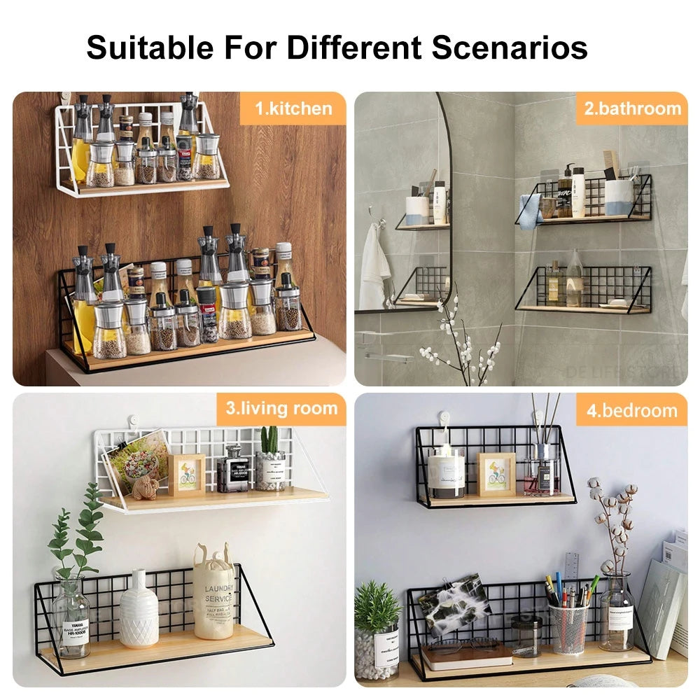 Spice Rack For Kitchen Hanging Wooden Spice Jar Storage Shelf Wall Kitchen Organizer Seasoning Holder Kitchen Accessories
