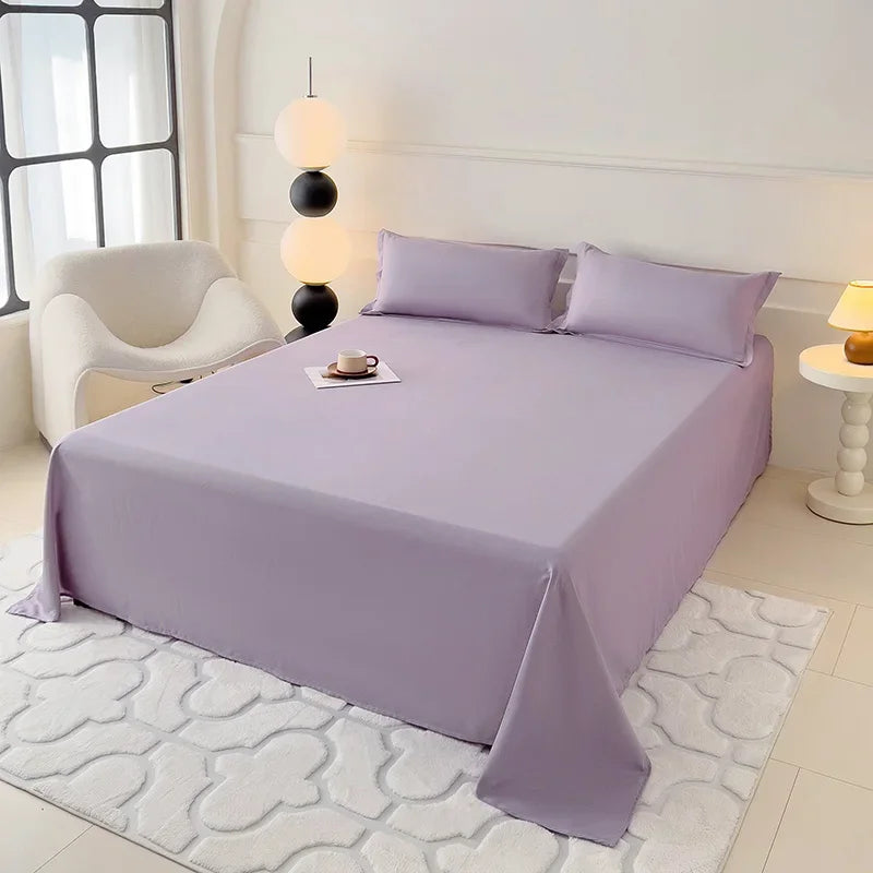 1 pc Bed Flat Sheet for Double Bed Plain Solid Color Top Sheets Single/Queen/King Flat Bedsheets Soft Home Bed Linen Sheets