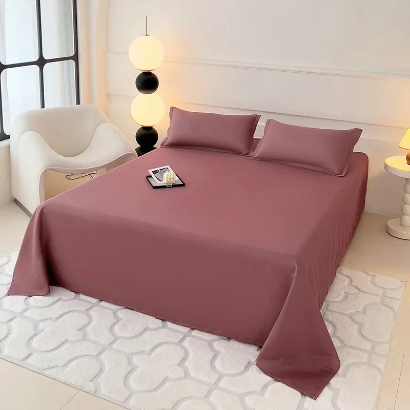 1 pc Bed Flat Sheet for Double Bed Plain Solid Color Top Sheets Single/Queen/King Flat Bedsheets Soft Home Bed Linen Sheets