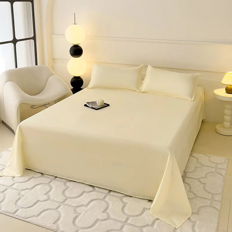 1 pc Bed Flat Sheet for Double Bed Plain Solid Color Top Sheets Single/Queen/King Flat Bedsheets Soft Home Bed Linen Sheets