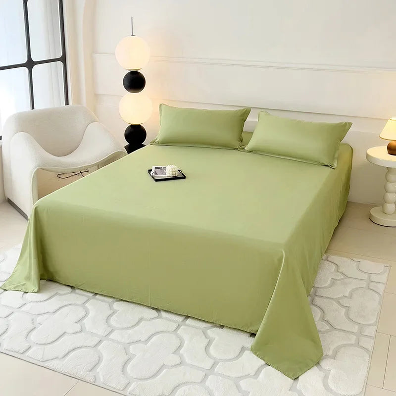 1 pc Bed Flat Sheet for Double Bed Plain Solid Color Top Sheets Single/Queen/King Flat Bedsheets Soft Home Bed Linen Sheets