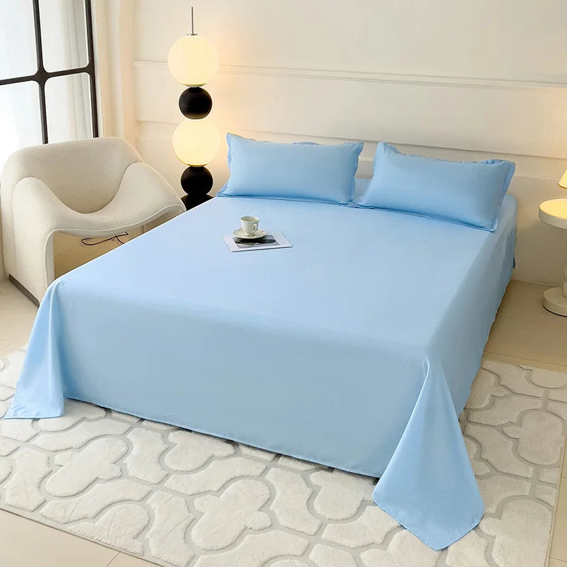 1 pc Bed Flat Sheet for Double Bed Plain Solid Color Top Sheets Single/Queen/King Flat Bedsheets Soft Home Bed Linen Sheets